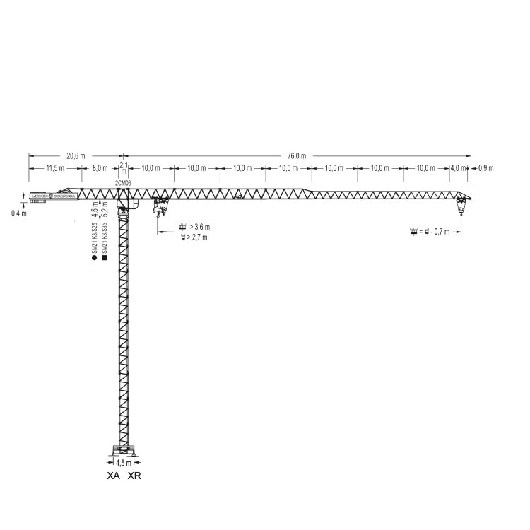 Technical drawing with the product dimensions.
