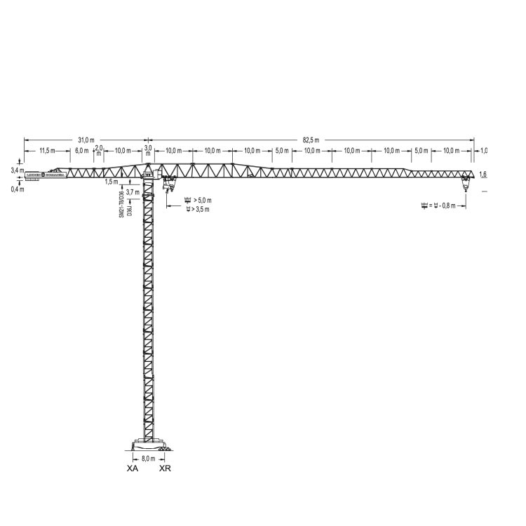 Technical drawing with the product dimensions.
