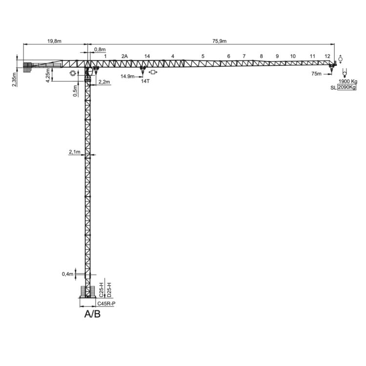 Saez TLS 75 14 used crane for sale