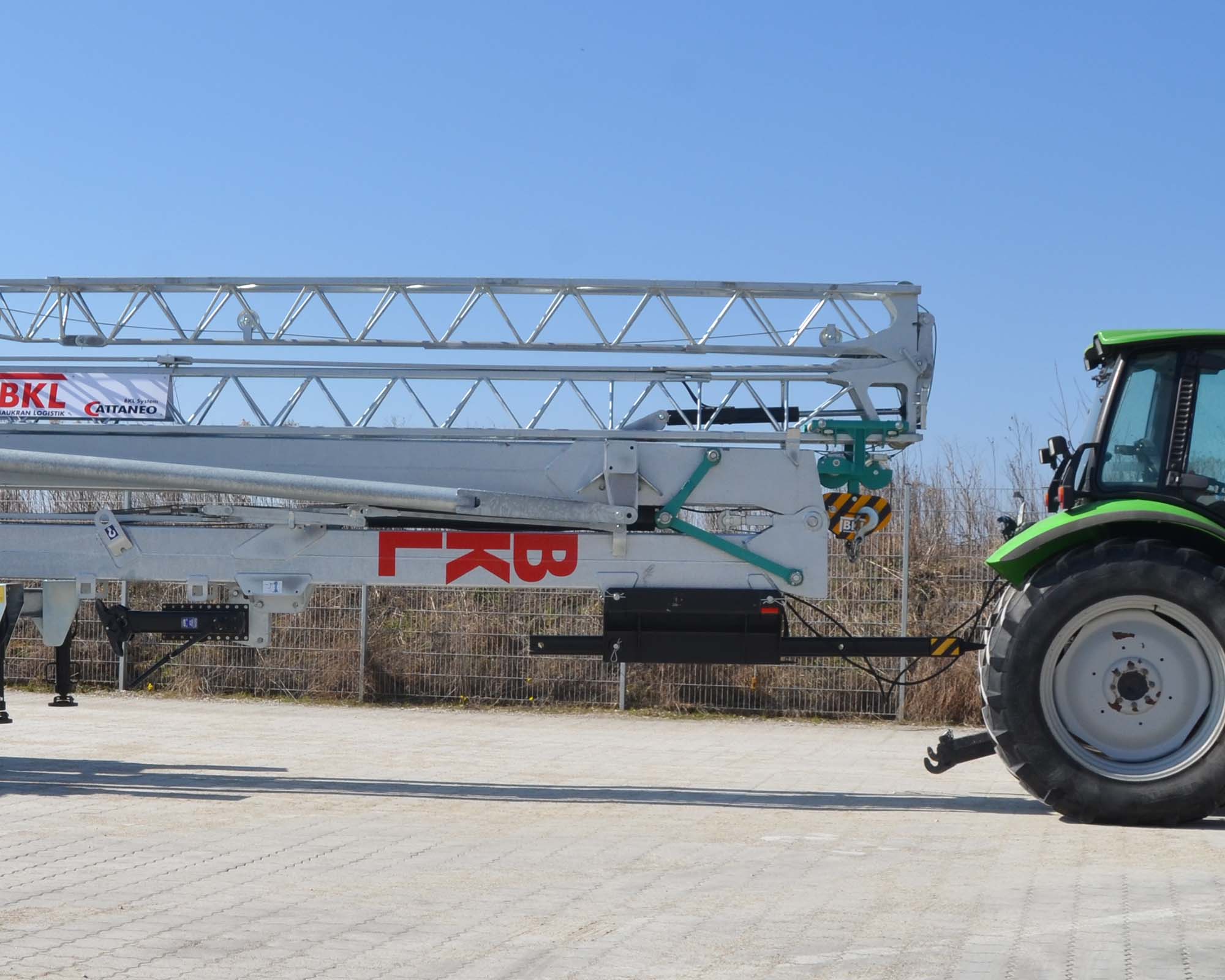 Shows part of a Cattaneo fast-erecting crane, ready for imminent use on a construction site. An example of a fast-erecting crane for sale or hire.